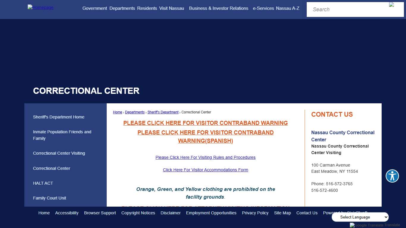 Correctional Center | Nassau County, NY - Official Website